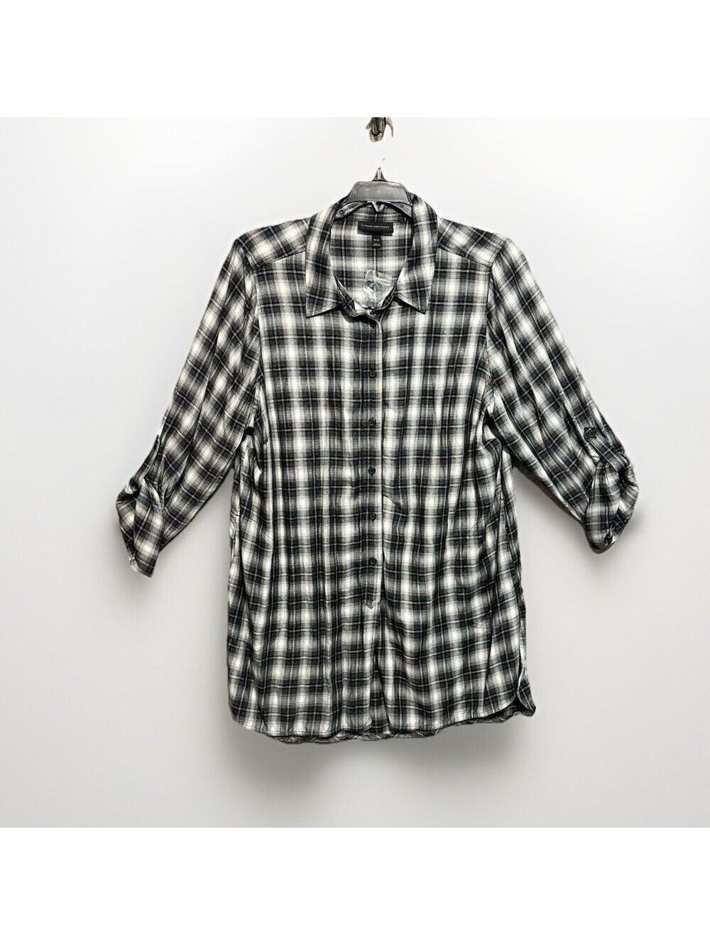 New Lane Bryant Plaid Button Down Shirt Lightweight Shacket Sz 18/20 Pockets